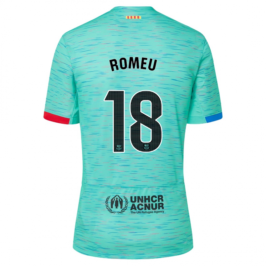 Mænd Oriol Romeu #18 Lys Aqua Tredje Sæt Spillertrøjer 2023/24 Trøje T-Shirt