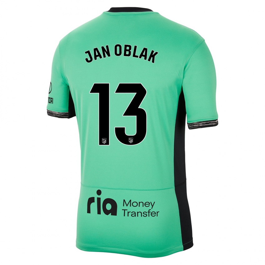 Mænd Jan Oblak #13 Forårsgrøn Tredje Sæt Spillertrøjer 2023/24 Trøje T-Shirt