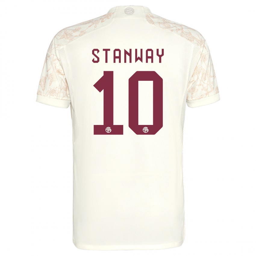 Mænd Georgia Stanway #10 Off White Tredje Sæt Spillertrøjer 2023/24 Trøje T-Shirt