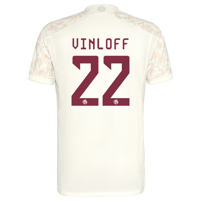 Mænd Matteo Vinloff #22 Off White Tredje Sæt Spillertrøjer 2023/24 Trøje T-Shirt