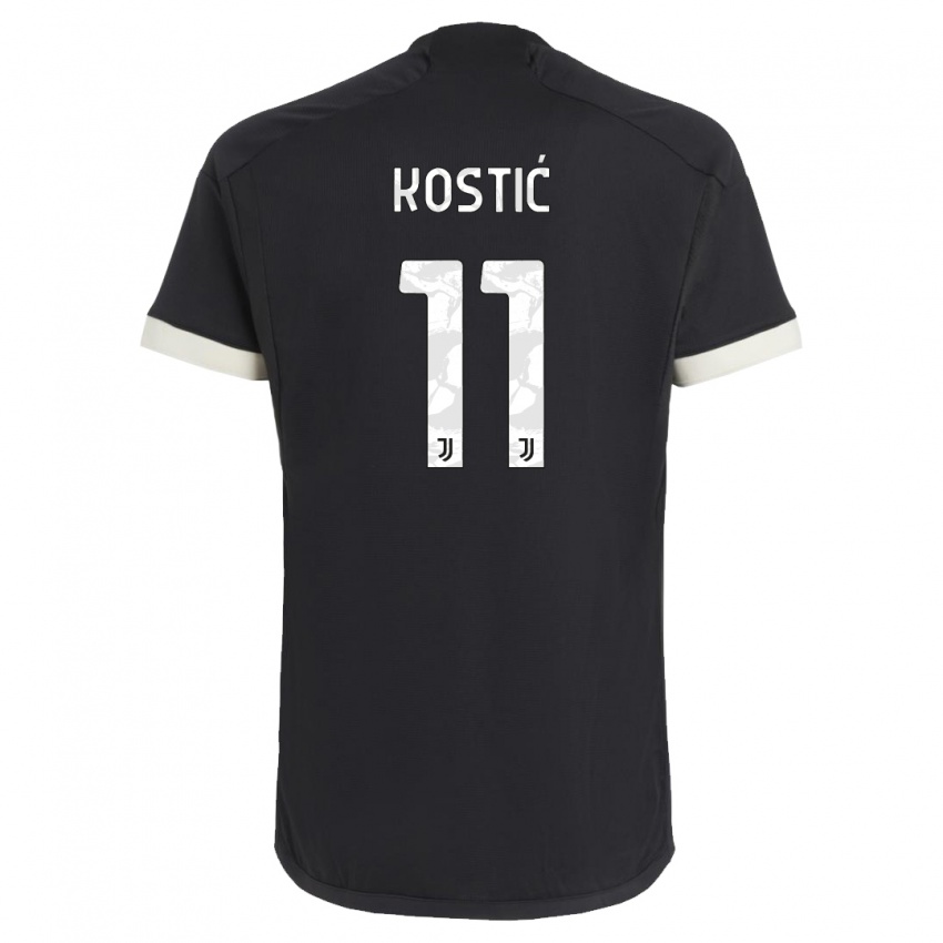 Mænd Filip Kostic #11 Sort Tredje Sæt Spillertrøjer 2023/24 Trøje T-Shirt