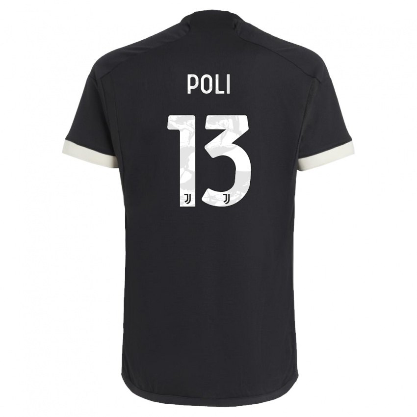 Mænd Fabrizio Poli #13 Sort Tredje Sæt Spillertrøjer 2023/24 Trøje T-Shirt
