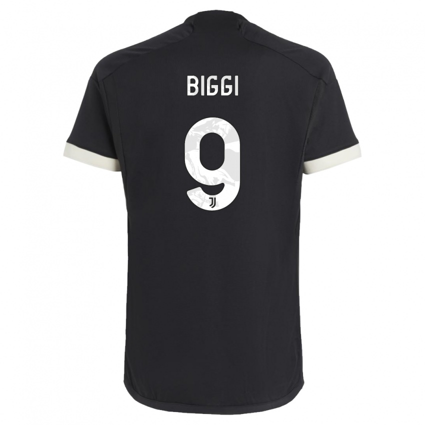 Mænd Silvano Biggi #9 Sort Tredje Sæt Spillertrøjer 2023/24 Trøje T-Shirt