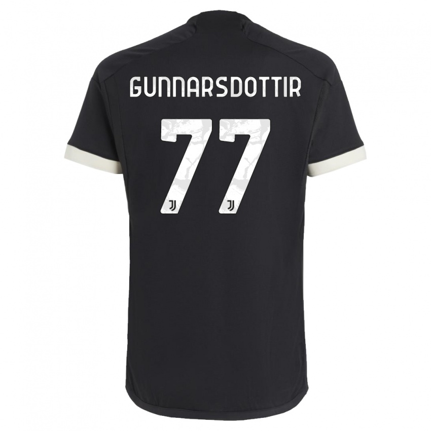 Mænd Sara Bjork Gunnarsdottir #77 Sort Tredje Sæt Spillertrøjer 2023/24 Trøje T-Shirt