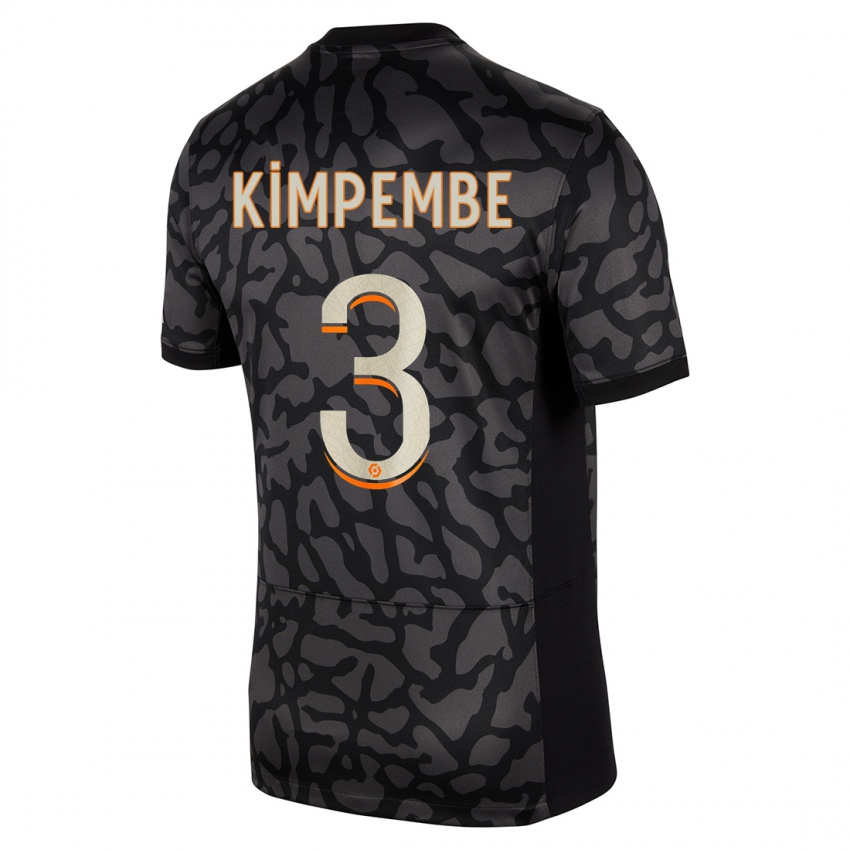 Mænd Presnel Kimpembe #3 Sort Tredje Sæt Spillertrøjer 2023/24 Trøje T-Shirt