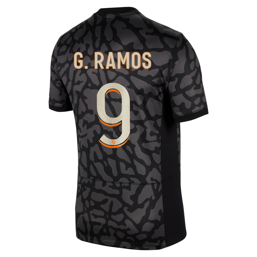 Mænd Gonçalo Ramos #9 Sort Tredje Sæt Spillertrøjer 2023/24 Trøje T-Shirt