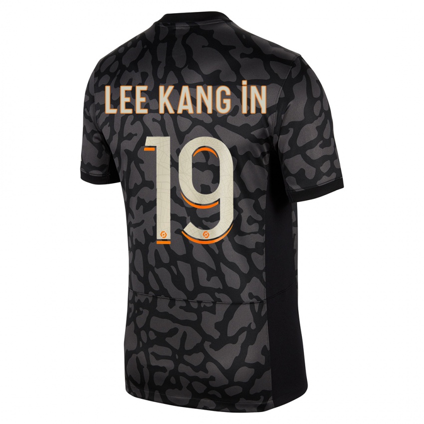 Mænd Kang-In Lee #19 Sort Tredje Sæt Spillertrøjer 2023/24 Trøje T-Shirt