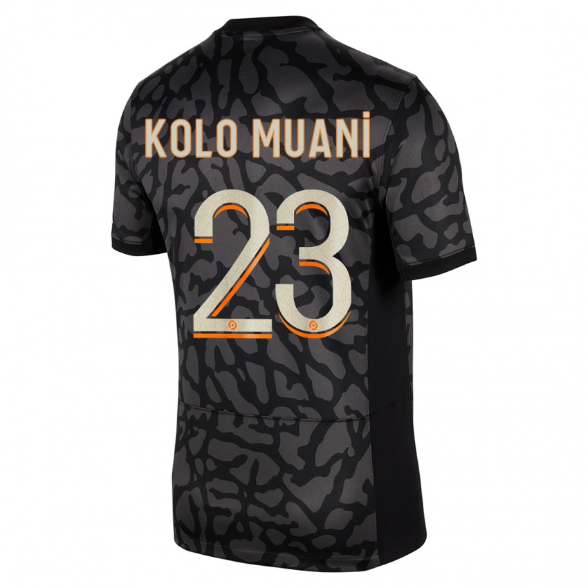 Mænd Randal Kolo Muani #23 Sort Tredje Sæt Spillertrøjer 2023/24 Trøje T-Shirt