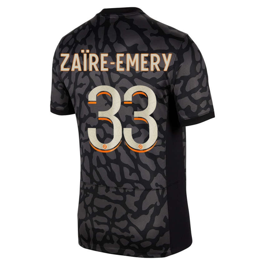 Mænd Warren Zaire Emery #33 Sort Tredje Sæt Spillertrøjer 2023/24 Trøje T-Shirt