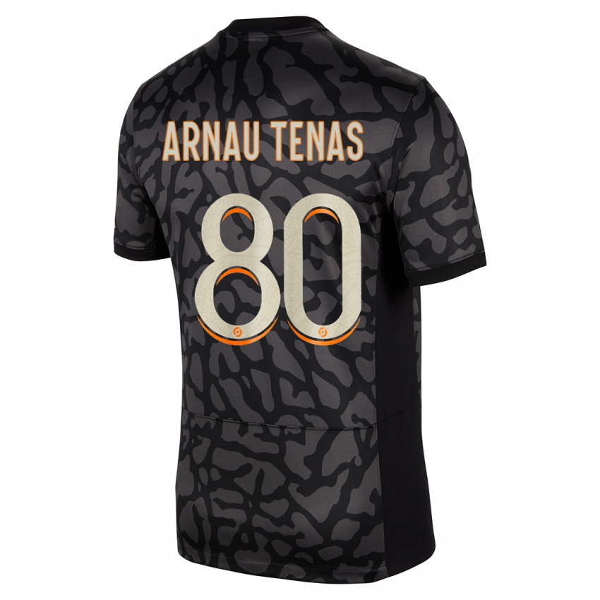 Mænd Arnau Tenas #80 Sort Tredje Sæt Spillertrøjer 2023/24 Trøje T-Shirt