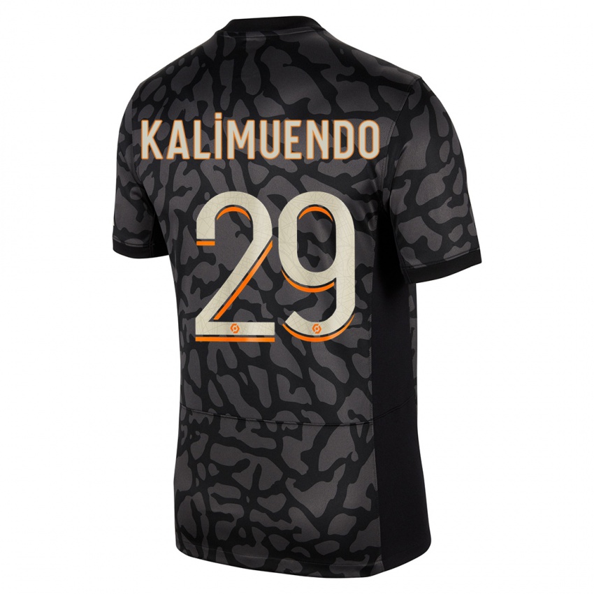 Mænd Arnaud Kalimuendo #29 Sort Tredje Sæt Spillertrøjer 2023/24 Trøje T-Shirt