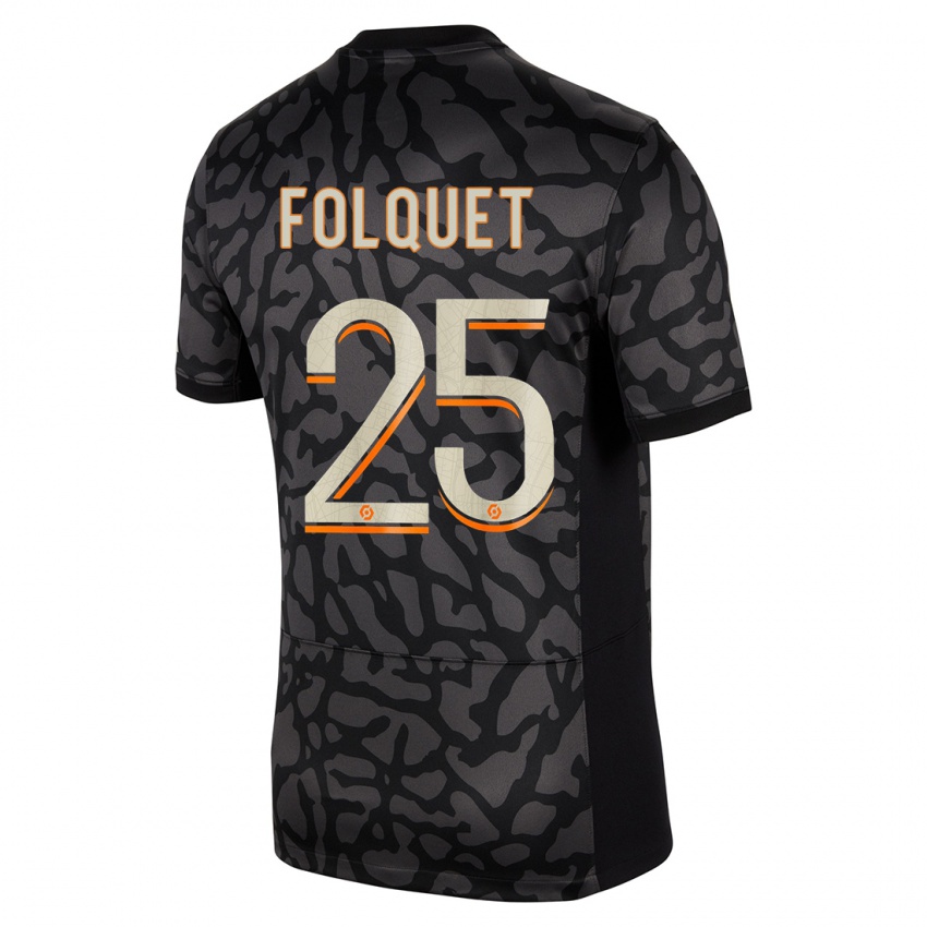 Mænd Magnaba Folquet #25 Sort Tredje Sæt Spillertrøjer 2023/24 Trøje T-Shirt