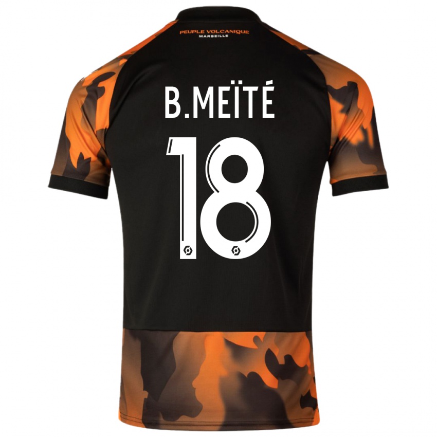 Mænd Bamo Meïté #18 Sort Orange Tredje Sæt Spillertrøjer 2023/24 Trøje T-Shirt