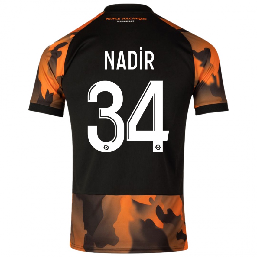 Mænd Bilal Nadir #34 Sort Orange Tredje Sæt Spillertrøjer 2023/24 Trøje T-Shirt