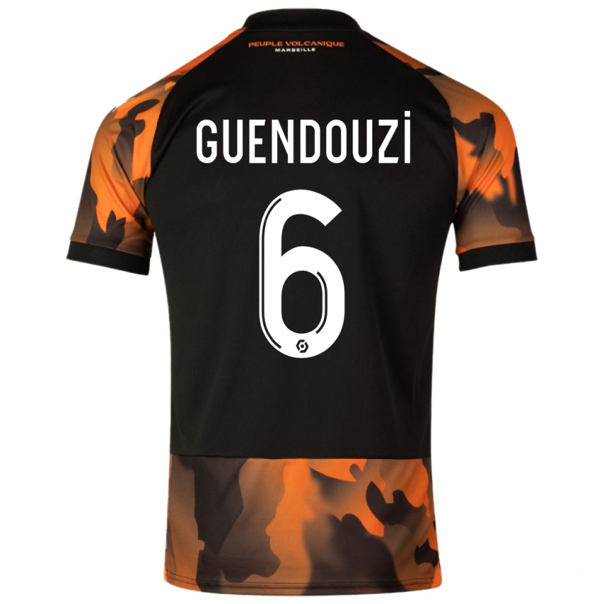 Mænd Matteo Guendouzi #6 Sort Orange Tredje Sæt Spillertrøjer 2023/24 Trøje T-Shirt