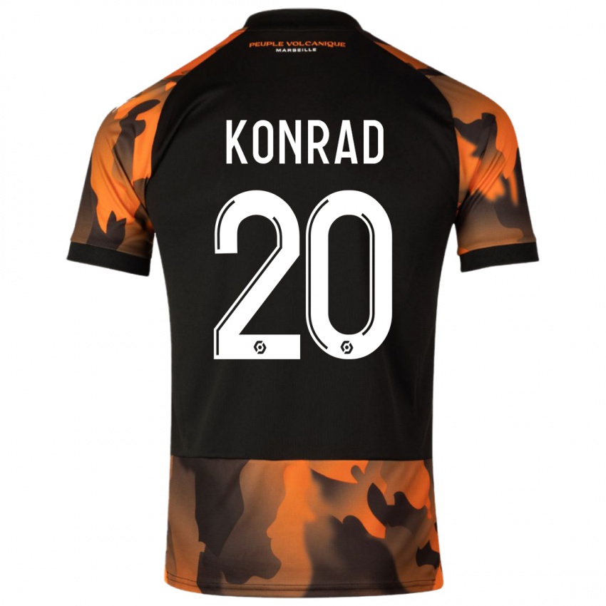 Mænd Konrad De La Fuente #20 Sort Orange Tredje Sæt Spillertrøjer 2023/24 Trøje T-Shirt