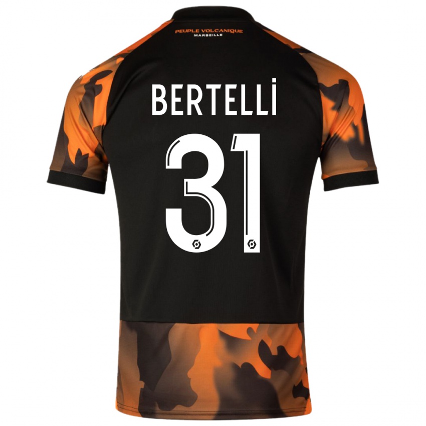 Mænd Ugo Bertelli #31 Sort Orange Tredje Sæt Spillertrøjer 2023/24 Trøje T-Shirt