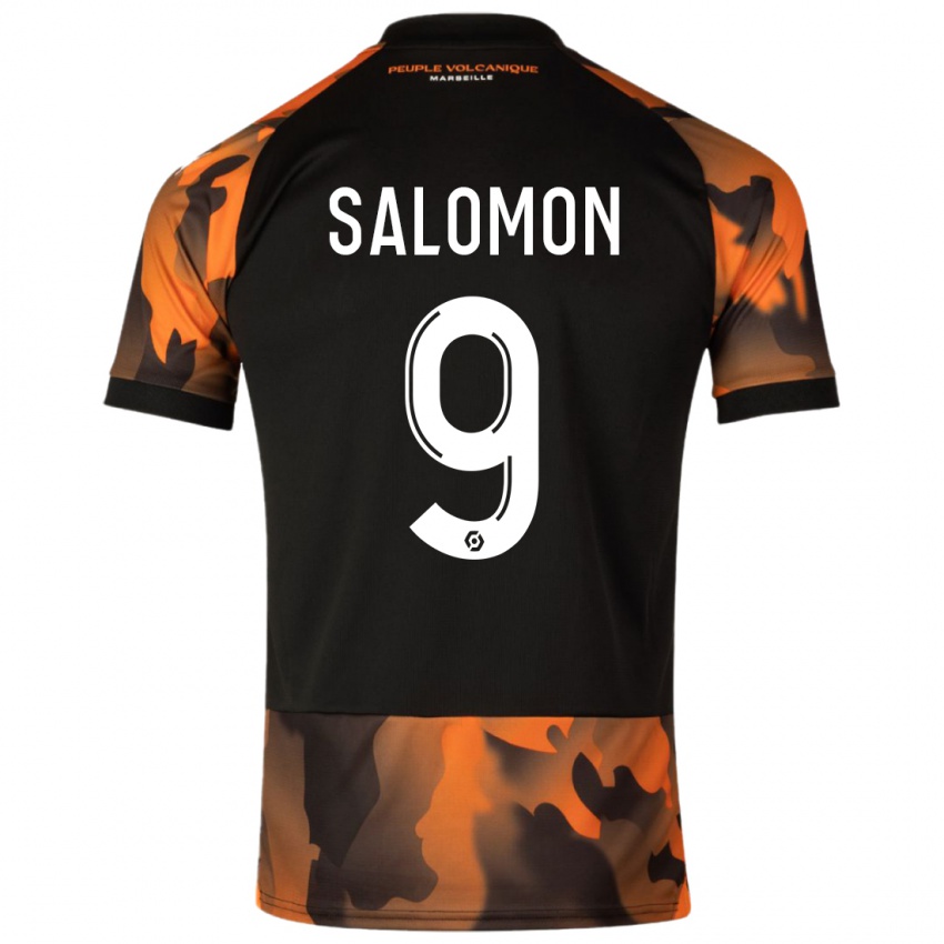 Mænd Maeva Salomon #9 Sort Orange Tredje Sæt Spillertrøjer 2023/24 Trøje T-Shirt