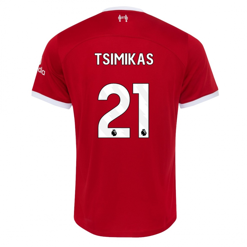 Kvinder Konstantinos Tsimikas #21 Rød Hjemmebane Spillertrøjer 2023/24 Trøje T-Shirt