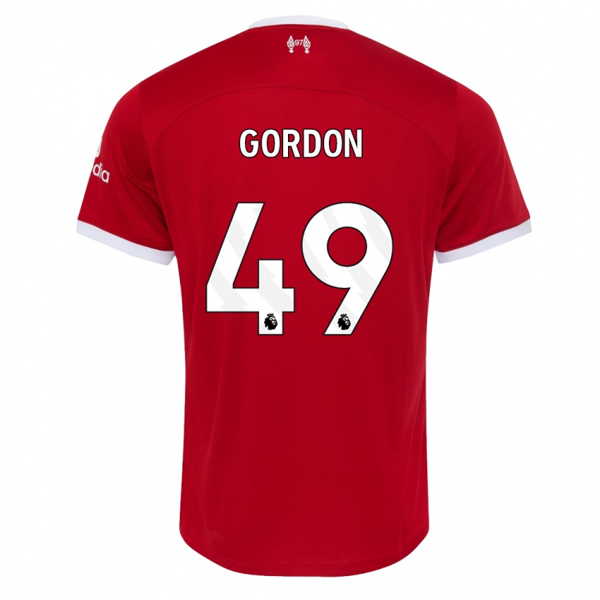Kvinder Kaide Gordon #49 Rød Hjemmebane Spillertrøjer 2023/24 Trøje T-Shirt