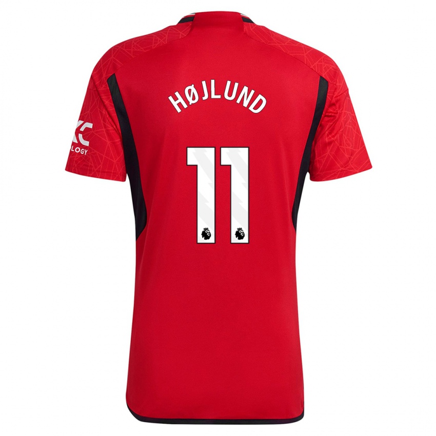 Kvinder Rasmus Højlund #11 Rød Hjemmebane Spillertrøjer 2023/24 Trøje T-Shirt