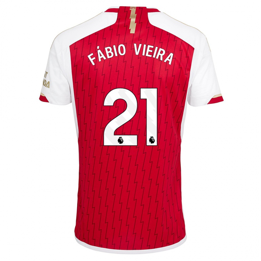 Kvinder Fabio Vieira #21 Rød Hjemmebane Spillertrøjer 2023/24 Trøje T-Shirt