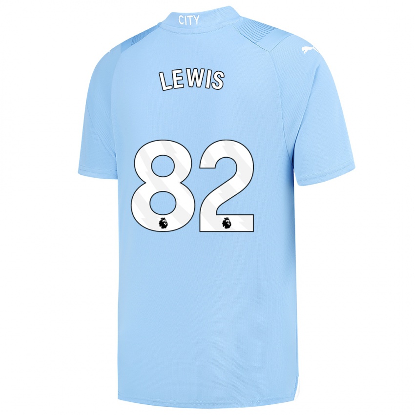 Kvinder Rico Lewis #82 Lyseblå Hjemmebane Spillertrøjer 2023/24 Trøje T-Shirt