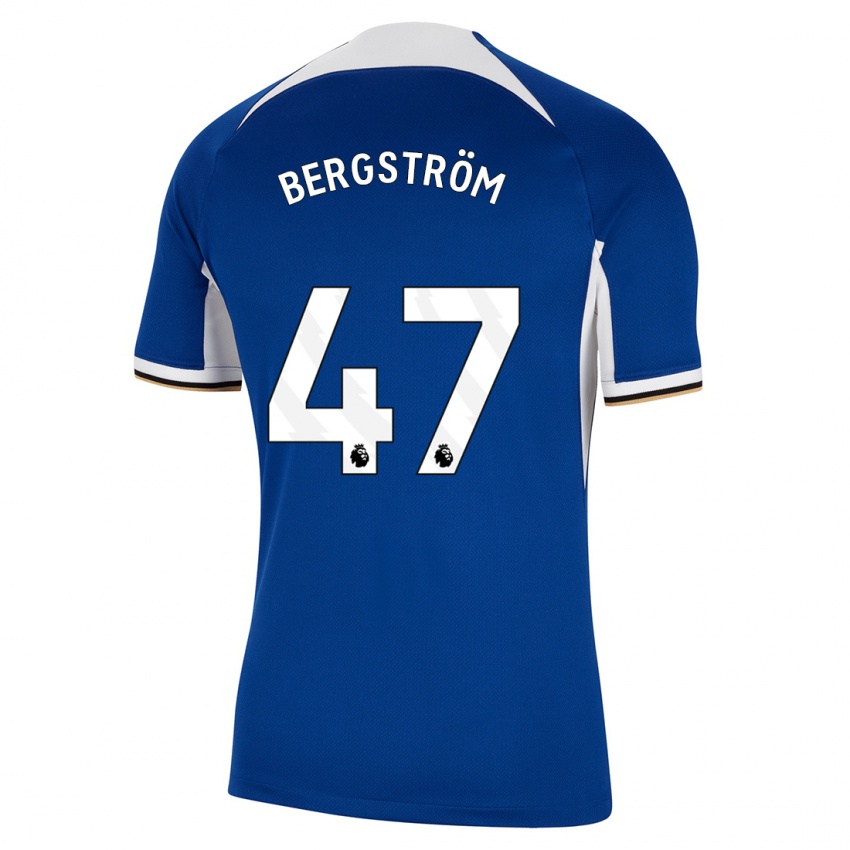 Kvinder Lucas Bergström #47 Blå Hjemmebane Spillertrøjer 2023/24 Trøje T-Shirt