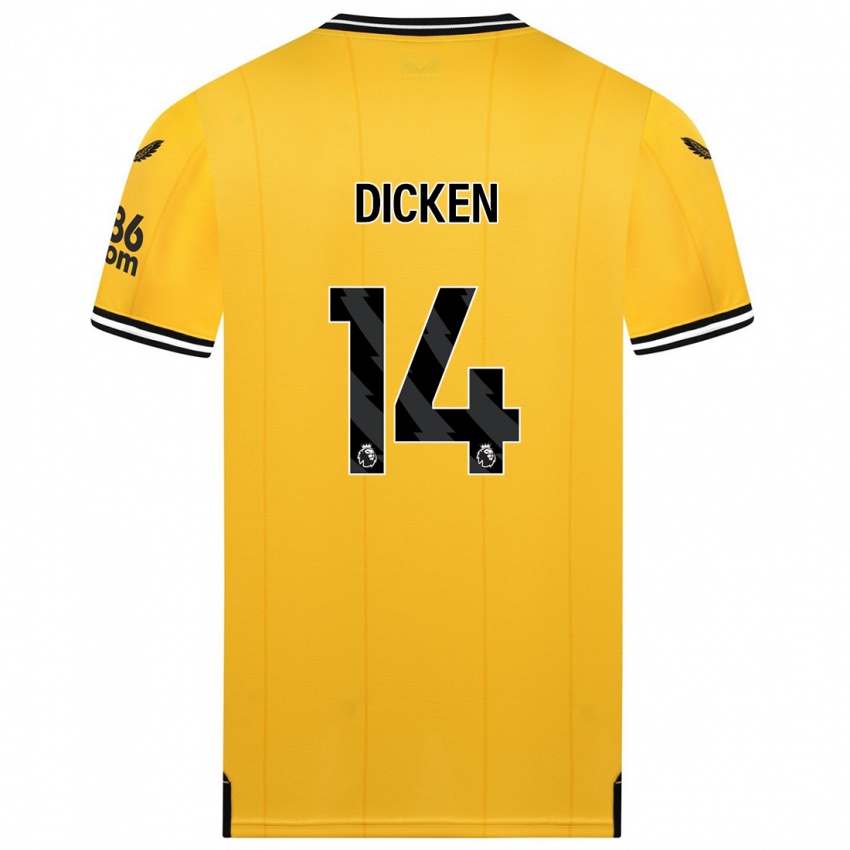 Kvinder Amy Dicken #14 Gul Hjemmebane Spillertrøjer 2023/24 Trøje T-Shirt