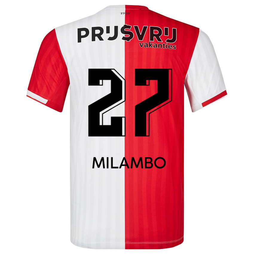 Kvinder Antoni Milambo #27 Rød Hvid Hjemmebane Spillertrøjer 2023/24 Trøje T-Shirt