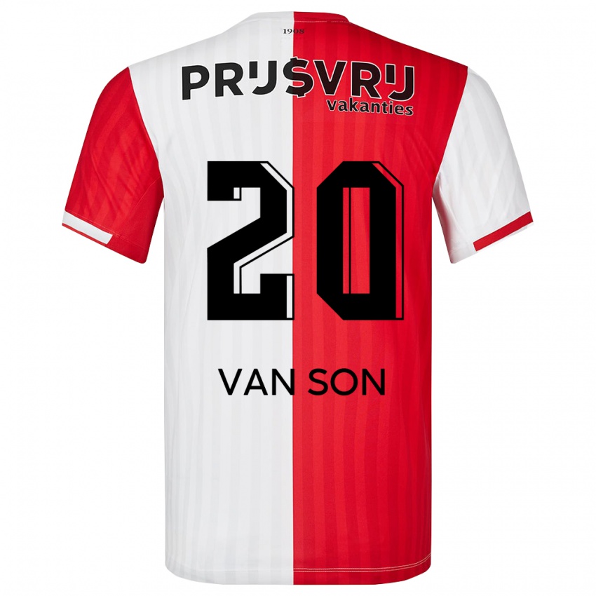 Kvinder Anne Van Son #20 Rød Hvid Hjemmebane Spillertrøjer 2023/24 Trøje T-Shirt