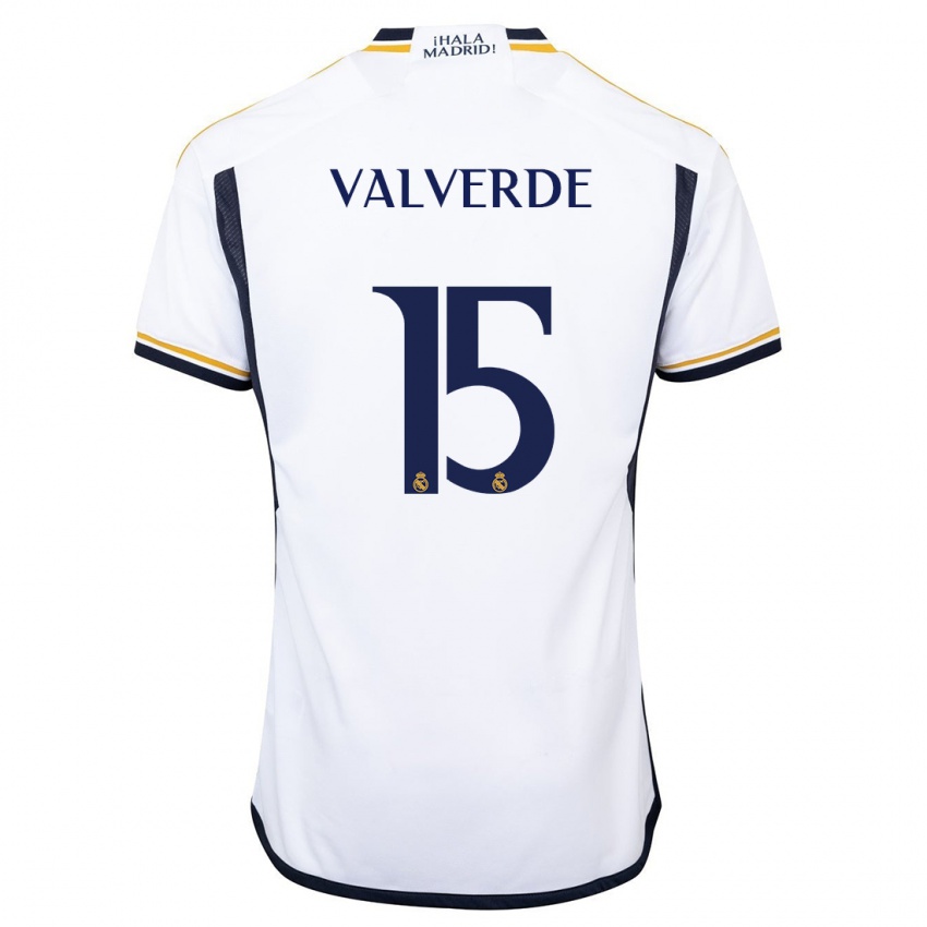 Kvinder Federico Valverde #15 Hvid Hjemmebane Spillertrøjer 2023/24 Trøje T-Shirt
