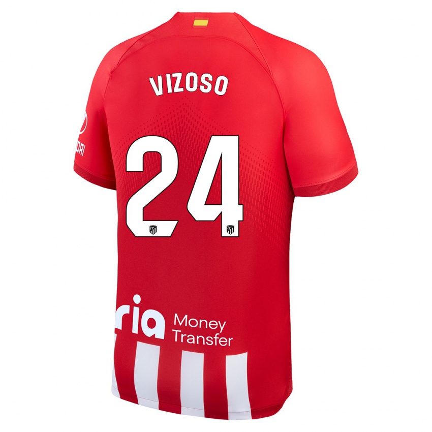 Kvinder Paula Vizoso #24 Rød Hvid Hjemmebane Spillertrøjer 2023/24 Trøje T-Shirt