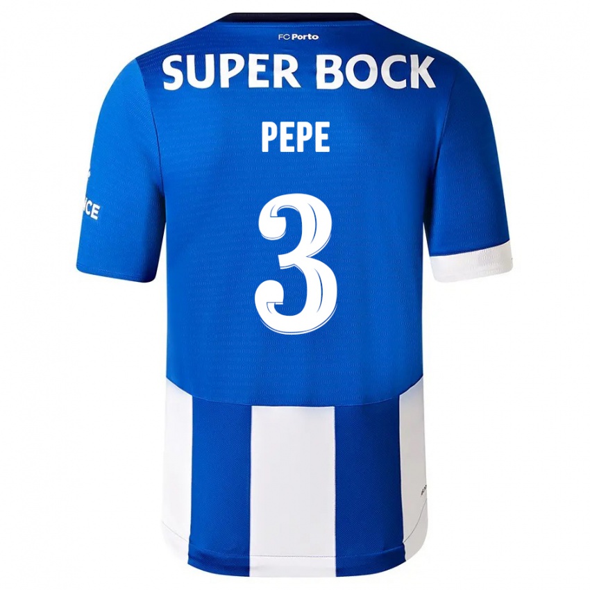 Kvinder Pepe #3 Blå Hvid Hjemmebane Spillertrøjer 2023/24 Trøje T-Shirt