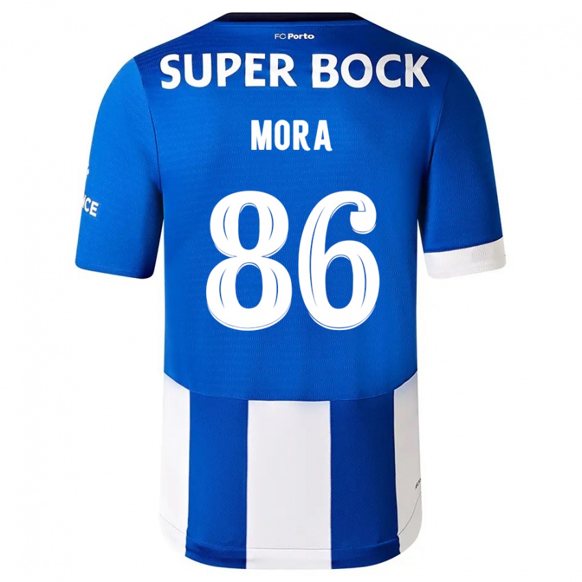 Kvinder Rodrigo Mora #86 Blå Hvid Hjemmebane Spillertrøjer 2023/24 Trøje T-Shirt