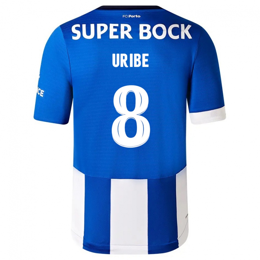 Kvinder Mateus Uribe #8 Blå Hvid Hjemmebane Spillertrøjer 2023/24 Trøje T-Shirt