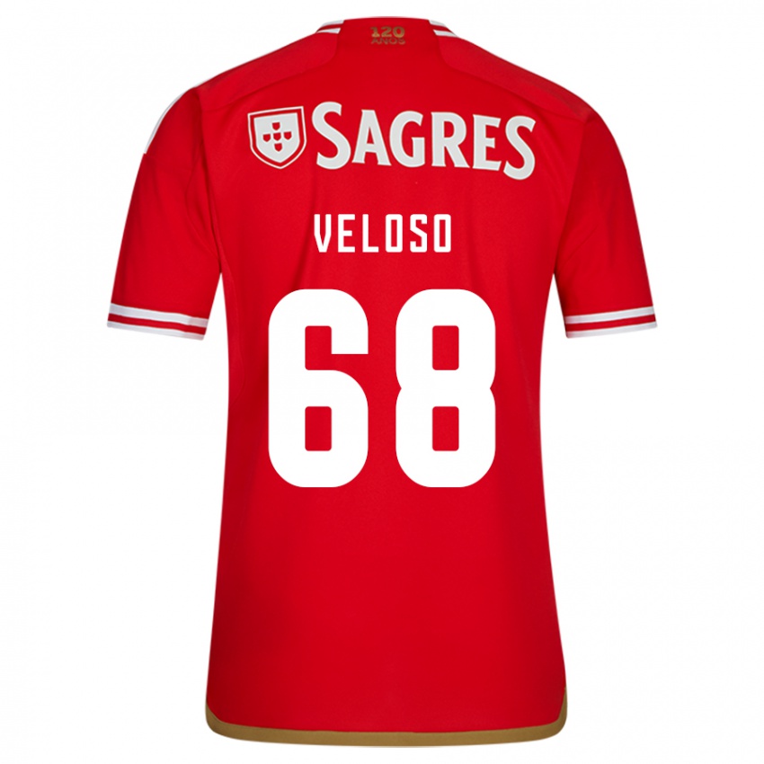 Kvinder João Veloso #68 Rød Hjemmebane Spillertrøjer 2023/24 Trøje T-Shirt