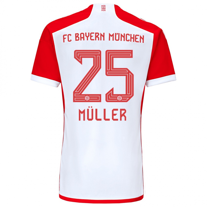 Kvinder Thomas Muller #25 Rød Hvid Hjemmebane Spillertrøjer 2023/24 Trøje T-Shirt