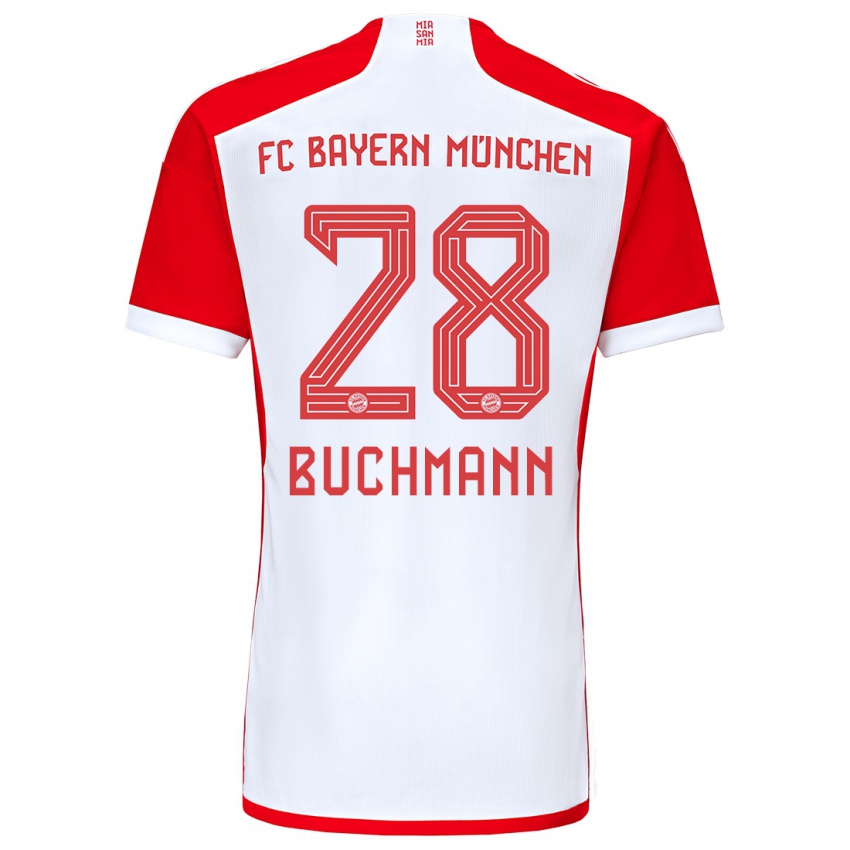 Kvinder Tarek Buchmann #28 Rød Hvid Hjemmebane Spillertrøjer 2023/24 Trøje T-Shirt