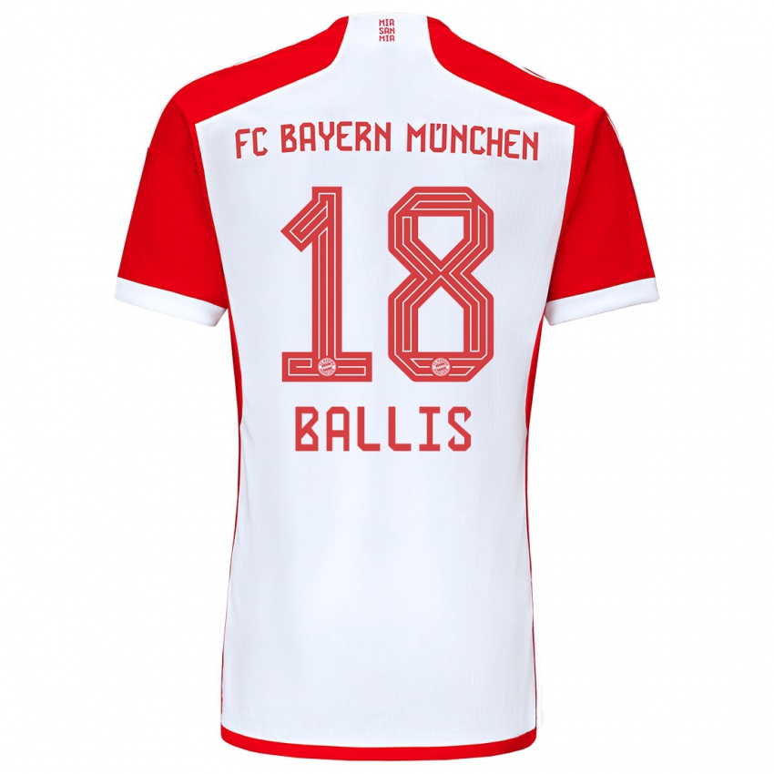 Kvinder Benjamin Ballis #18 Rød Hvid Hjemmebane Spillertrøjer 2023/24 Trøje T-Shirt