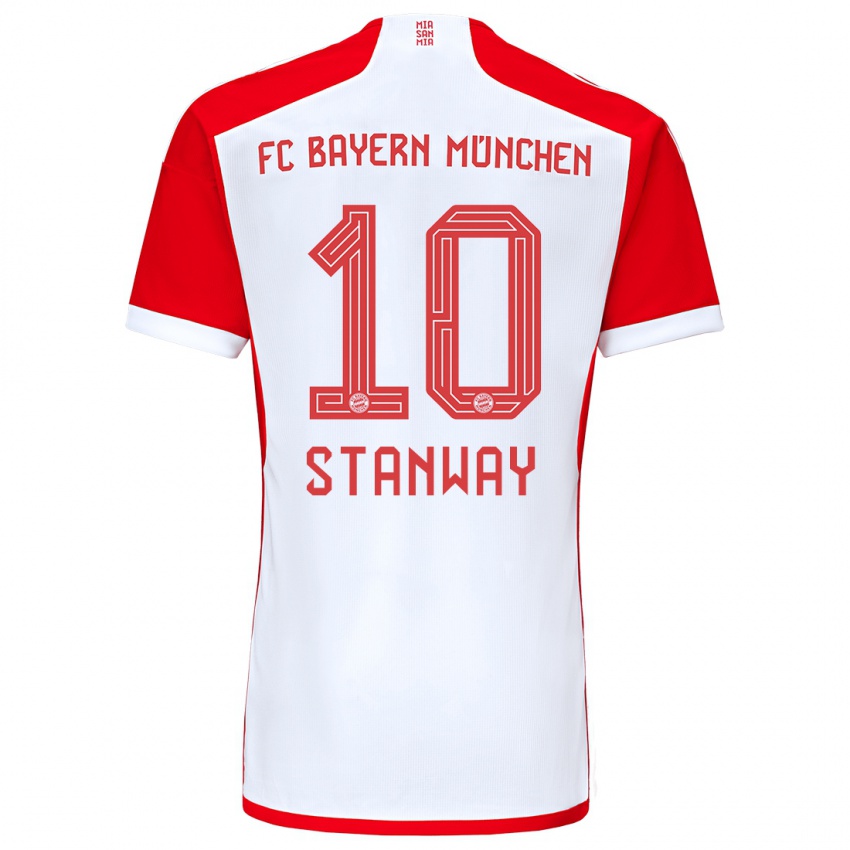 Kvinder Georgia Stanway #10 Rød Hvid Hjemmebane Spillertrøjer 2023/24 Trøje T-Shirt