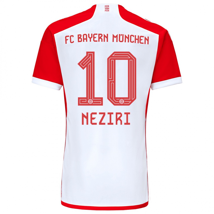 Kvinder Behar Neziri #10 Rød Hvid Hjemmebane Spillertrøjer 2023/24 Trøje T-Shirt
