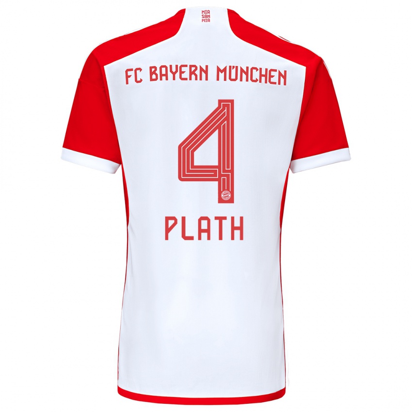 Kvinder Max Plath #4 Rød Hvid Hjemmebane Spillertrøjer 2023/24 Trøje T-Shirt