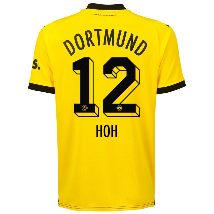 Kvinder Hendrik Hoh #12 Gul Hjemmebane Spillertrøjer 2023/24 Trøje T-Shirt