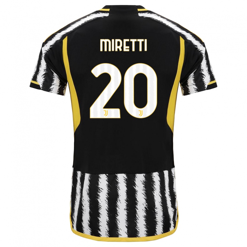 Kvinder Fabio Miretti #20 Sort Hvid Hjemmebane Spillertrøjer 2023/24 Trøje T-Shirt