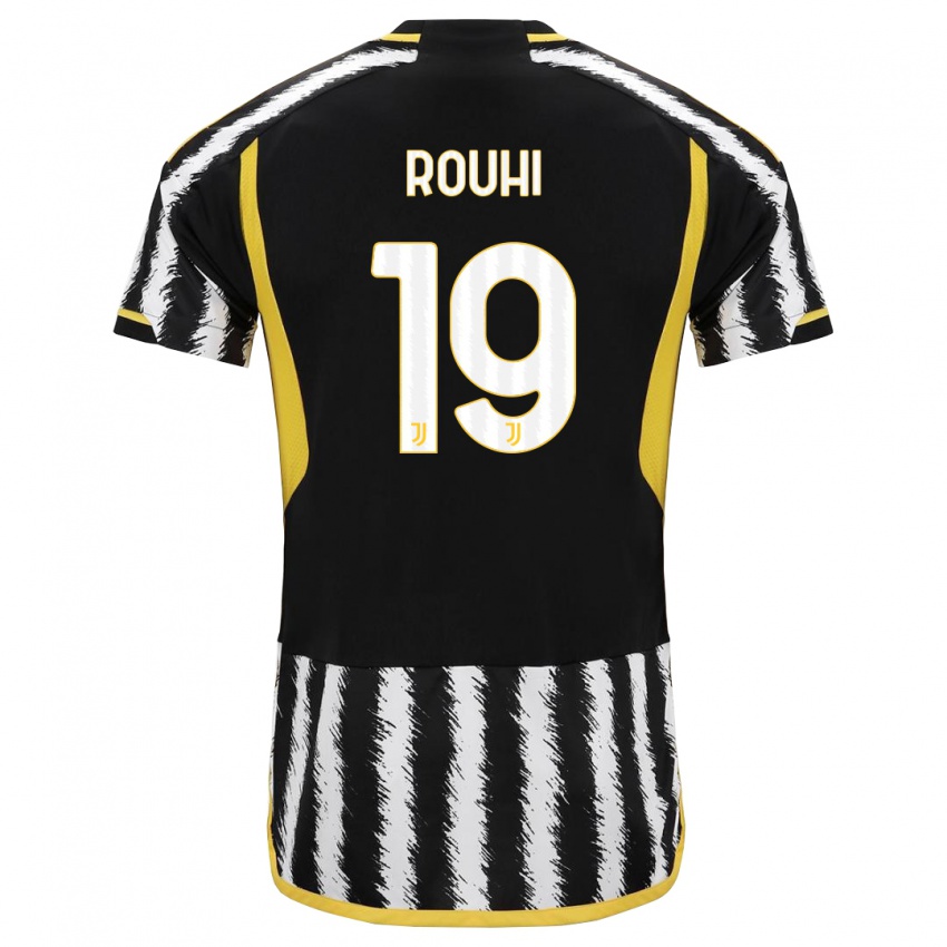 Kvinder Jonas Rouhi #19 Sort Hvid Hjemmebane Spillertrøjer 2023/24 Trøje T-Shirt