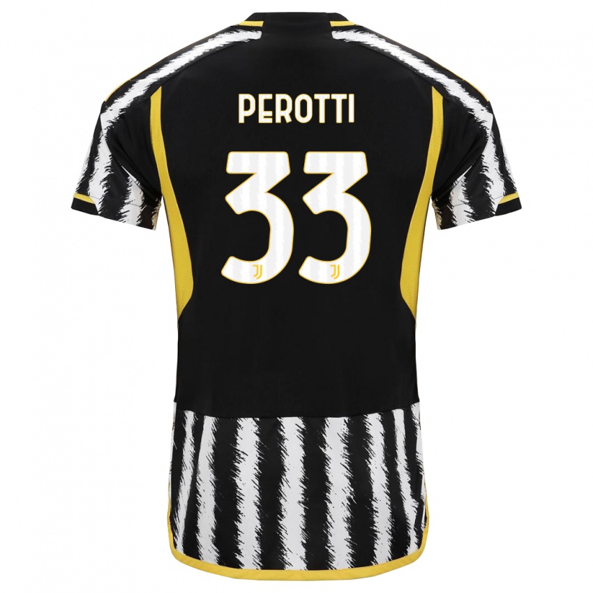 Kvinder Clemente Perotti #33 Sort Hvid Hjemmebane Spillertrøjer 2023/24 Trøje T-Shirt