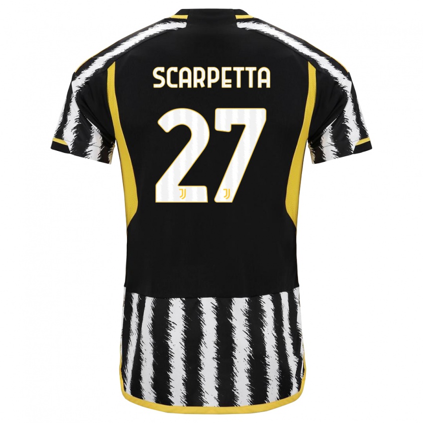 Kvinder Jacopo Scarpetta #27 Sort Hvid Hjemmebane Spillertrøjer 2023/24 Trøje T-Shirt