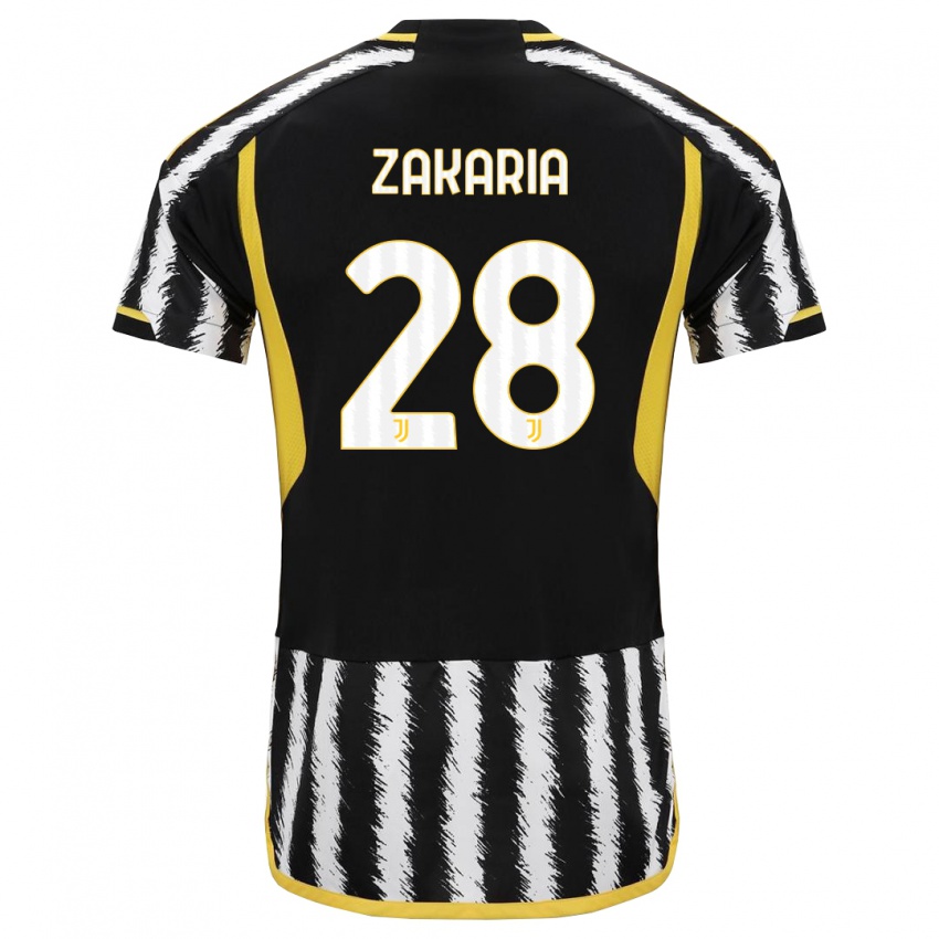 Kvinder Denis Zakaria #28 Sort Hvid Hjemmebane Spillertrøjer 2023/24 Trøje T-Shirt