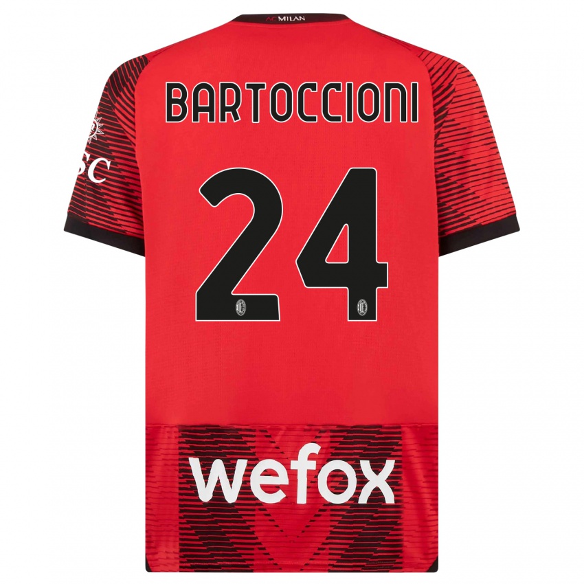 Kvinder Andrea Bartoccioni #24 Rød Sort Hjemmebane Spillertrøjer 2023/24 Trøje T-Shirt